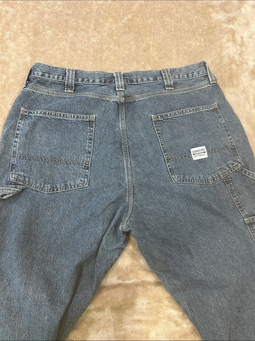 Signature Levi Strauss Carpenter mens Jeans 36x31.5  Workwear Baggy Utility blue